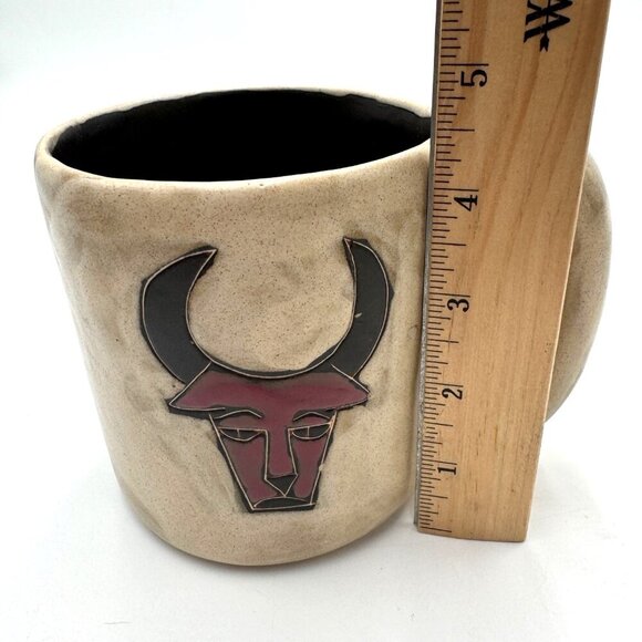 Mara of Mexico Taurus  The Bull Handcrafted & Signed Mug Taurus - Picture 7 of 8